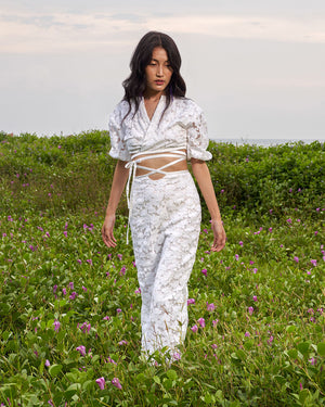 White Crop Top Skirt Floral Co Ord