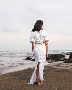 White Crop Top Skirt Floral Co Ord