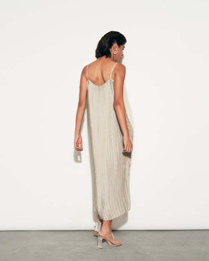 White Pleated Midi Dress 