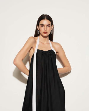 Pleated High-Low Dress