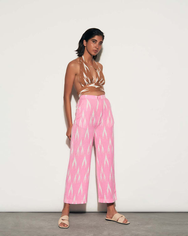 Halter Neck Top With Pants Co Ord Set
