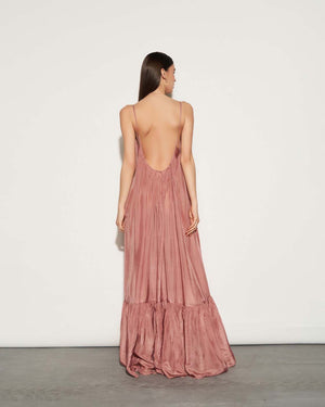  SILK BACK-LESS MAXI DRESS