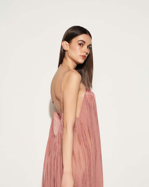  SILK BACK-LESS MAXI DRESS