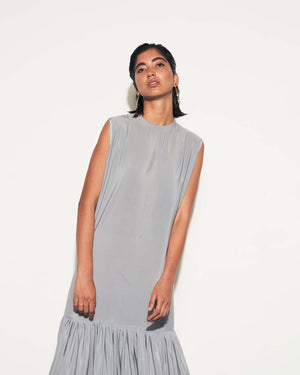 SHIFT DRESS WITH PLEATS
