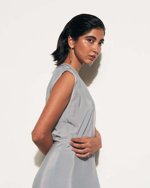 SHIFT DRESS WITH PLEATS