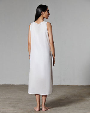 V-NECK MIDI DRESS WITH SLIT