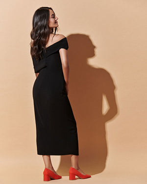 OFF SHOULDER LONG BLACK DRESS