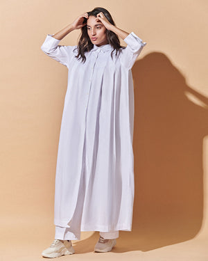 LONG PLEATED TUNIC WITH PANTS