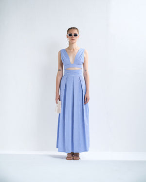 Blue Short Top And Skirt Set