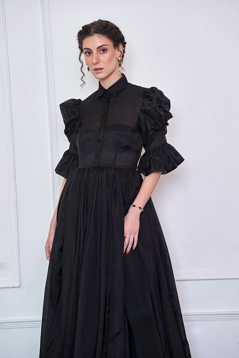 Unforgotten tales of Organza Black Maxi Shirt Dress Unforgotten tales of Organza Black Maxi Shirt Dress
