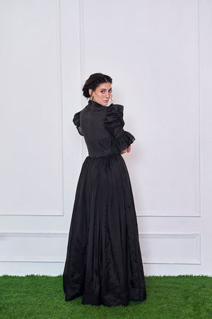 Unforgotten tales of Organza Black Maxi Shirt Dress