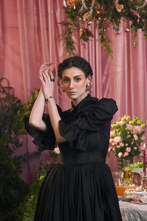 Unforgotten tales of Organza Black Maxi Shirt Dress