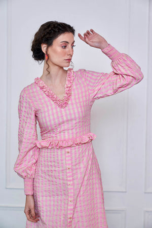 Roeship Ghingam Checkered Midi Dress