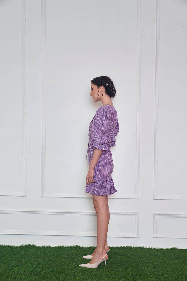 Lavender love Checkered Mini Dress
