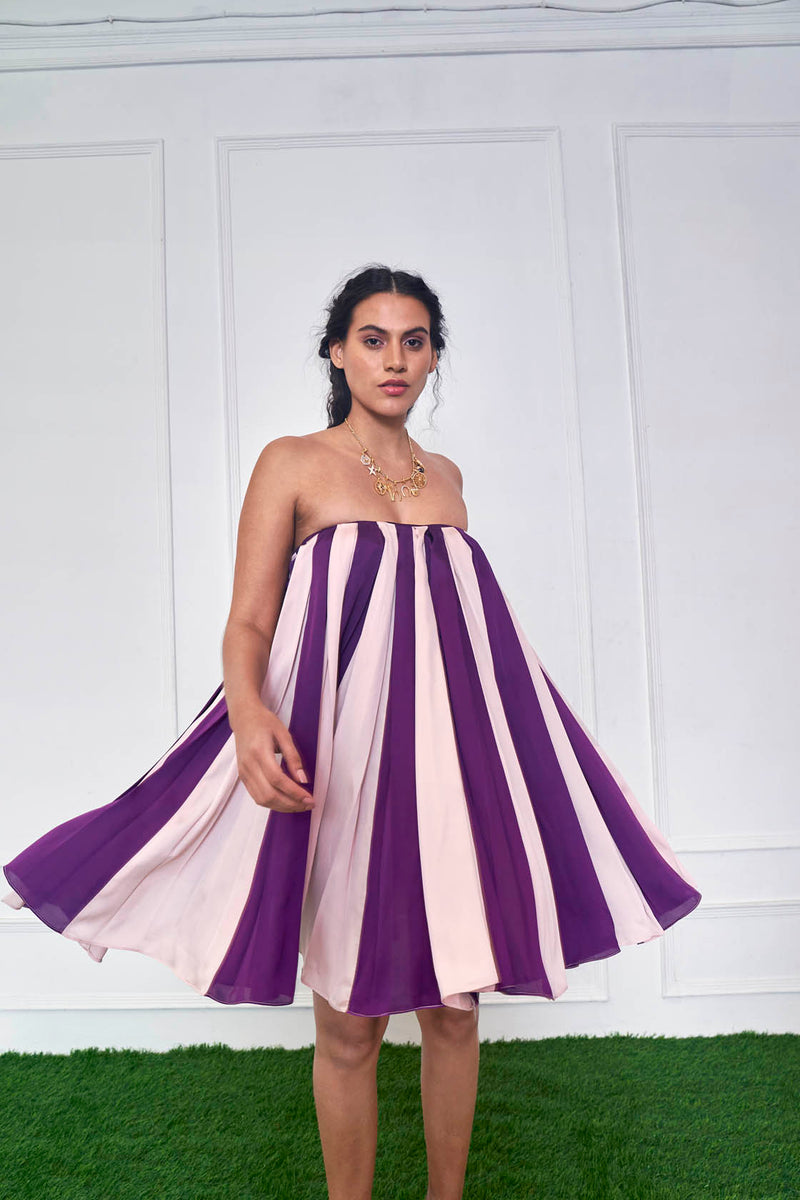 Purple Heart Two Shades Strapless Mini Dress