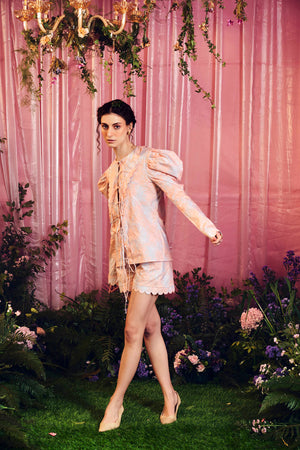 Multicolour Chaos Mutton Sleeves Top And Shorts Set