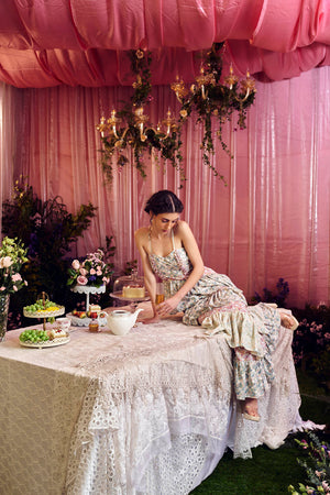 Wild Lily Ruffled Princess-line Long Dress